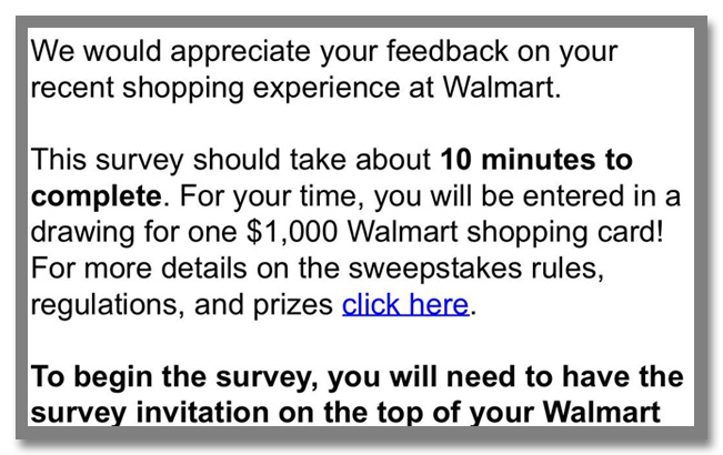 世界最大のスーパーマーケットチェーン"Walmart(ウォルマート)"のギフトカードが当たるアンケート調査キャンペーン_3枚目